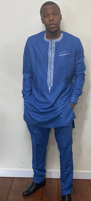 AFRICAN PRINT COTTON 2PIECES  FOR MEN| AGBAJETOP AND PANT SET - Mofe African Fashion