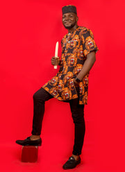 AFRICAN TRADITIONAL ISI AGU VELVET FOR MALE| AMOBI TOP - Mofe African Fashion