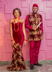 AFRICAN TRADITIONAL ISI AGU  2 PIECES MALE OUTFIT | CHINEDU 2 PIECES SET - Mofe African Fashion