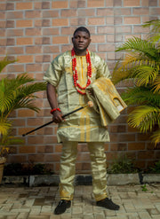 African Traditional Wedding Aso Oke Complete Set For Couple (Bride &Groom) - Mofe African Fashion