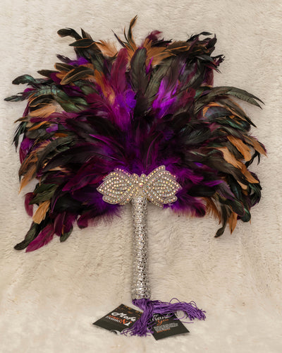 CLUTCH  SEMI CIRCLE MULTI  FEATHER COLOUR TRADITIONAL AFRICAN WEDDING BRIDAL HAND FAN - Mofe African Fashion