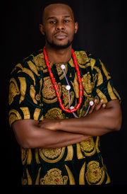 AFRICAN TRADITIONAL ISI AGU VELVET TOP FOR MEN| OKORO VELVET TOP - Mofe African Fashion