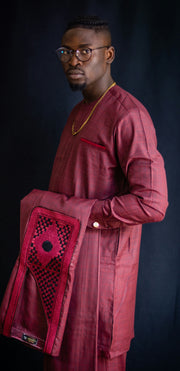 AFRICAN PRINT COTTON 3PIECES AGBADA FOR MEN| ALADE AGBADA SET - Mofe African Fashion