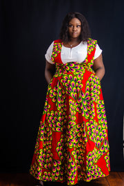 African Prints Ankara Long Flare Suspenders Skirt - Mofe African Fashion