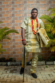African Traditional Wedding Aso Oke Complete Set For Couple (Bride &Groom) - Mofe African Fashion