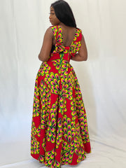African Prints Ankara Long Flare Suspenders Skirt - Mofe African Fashion