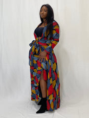 AFRICAN PRINT FLARED KIMONO DRESS | TUTU KIMONO DRESS - Mofe African Fashion