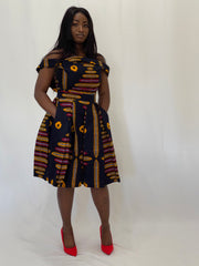 AFRICAN PRINTS ANKARA OFF SHOULDER KISS PLEAT SHORT DRESS | ANU DRESS - Mofe African Fashion