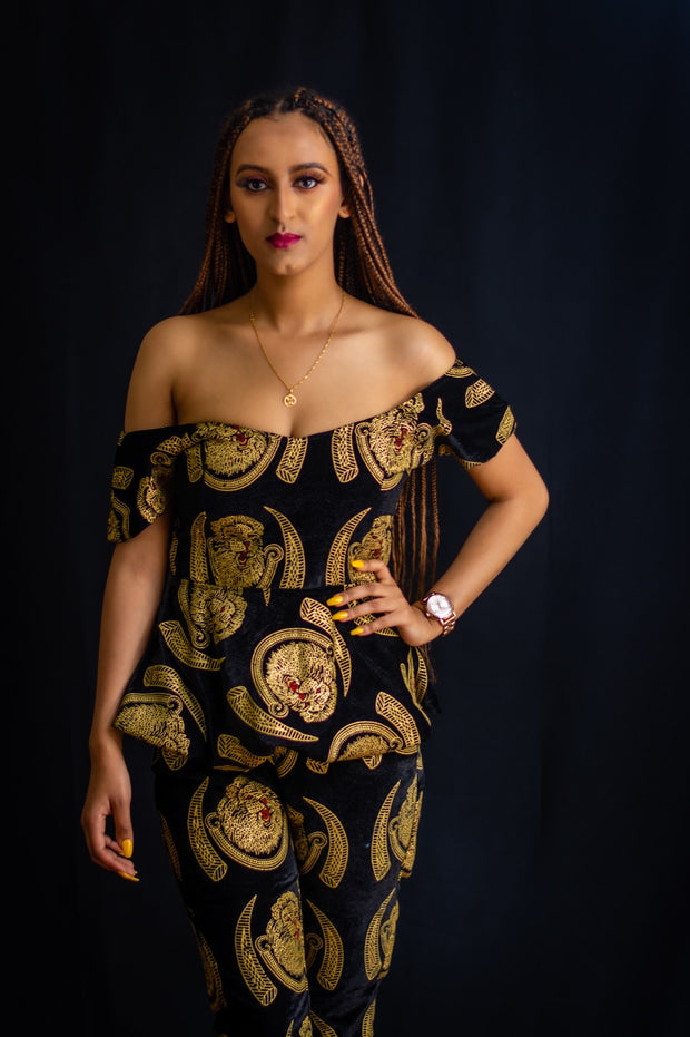 AFRICAN ISI AGU VELVET 2 PIECES FOR FEMALE| IJIOMA ISI AGU SET - Mofe African Fashion