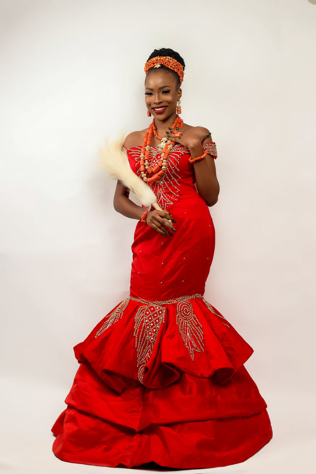 AFRICAN TRADITIONAL WEDDING GEORGE DRESS|  CHINYERE  DRESS - Mofe African Fashion
