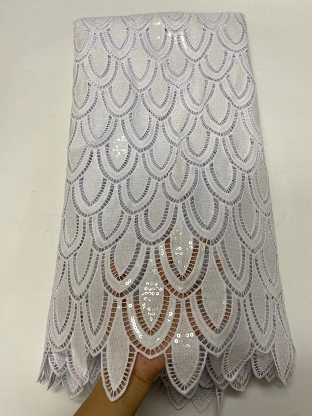 Pure White Guipure Cord Lace 2020 High Quality Nigerian African Cord Lace Fabric African Water Soluble For Party Dress Material - Mofe African Fashion